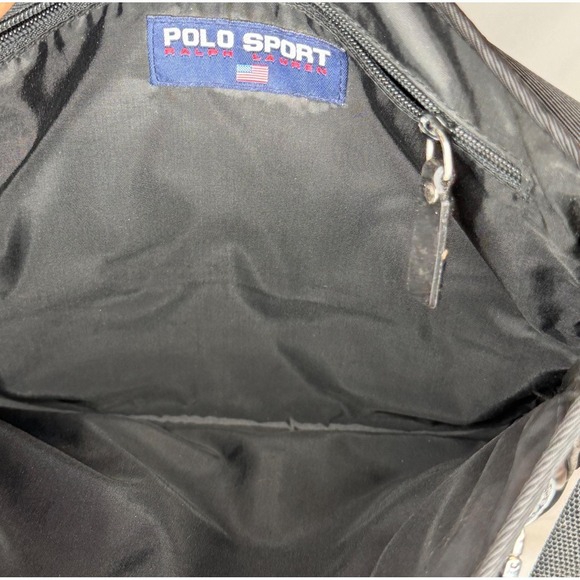 Vtg Polo Sport Ralph Lauren messenger black bag nylon Y2K USA flag logo 11x11x2 - Picture 4 of 11